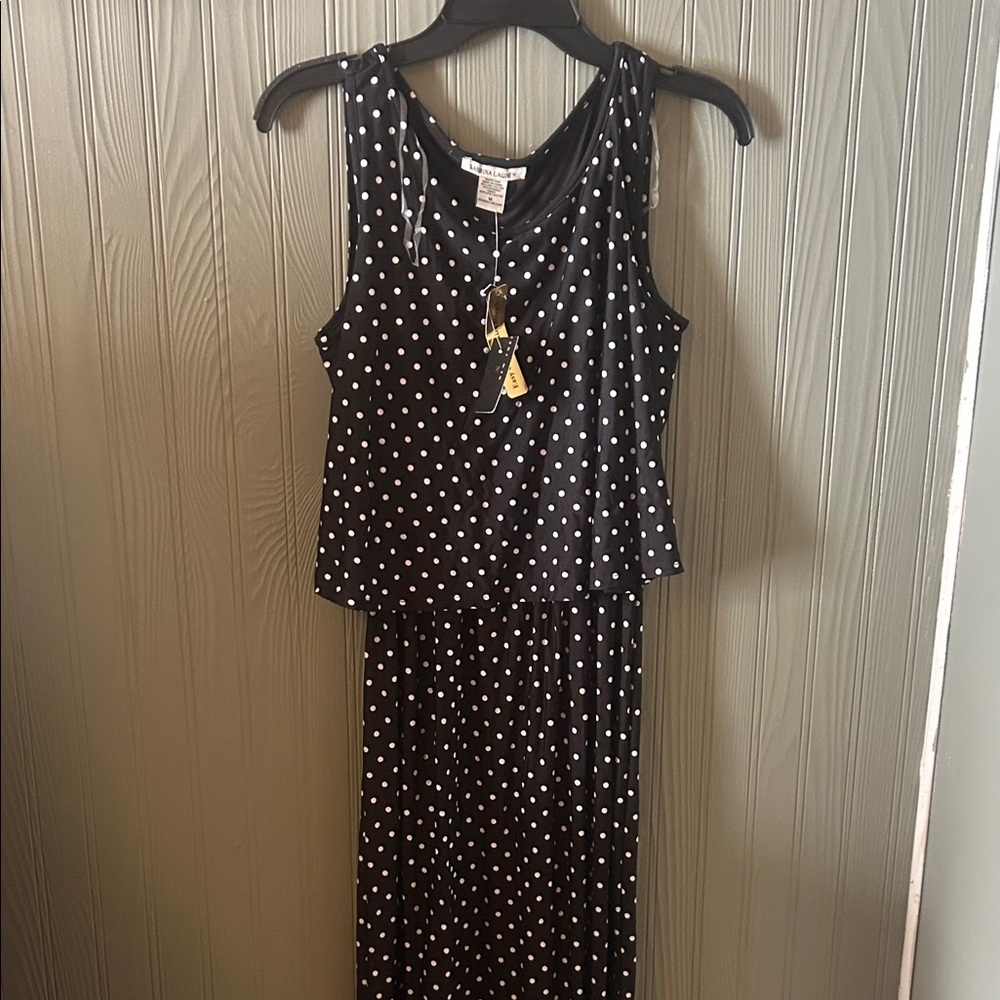 Black Polka Dot Sleeveless Dress